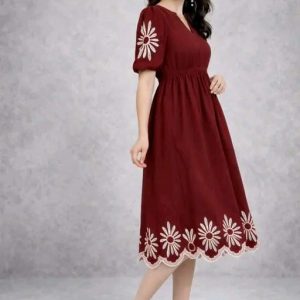 Premium Rayon Floral Embroidery Kurti Dress